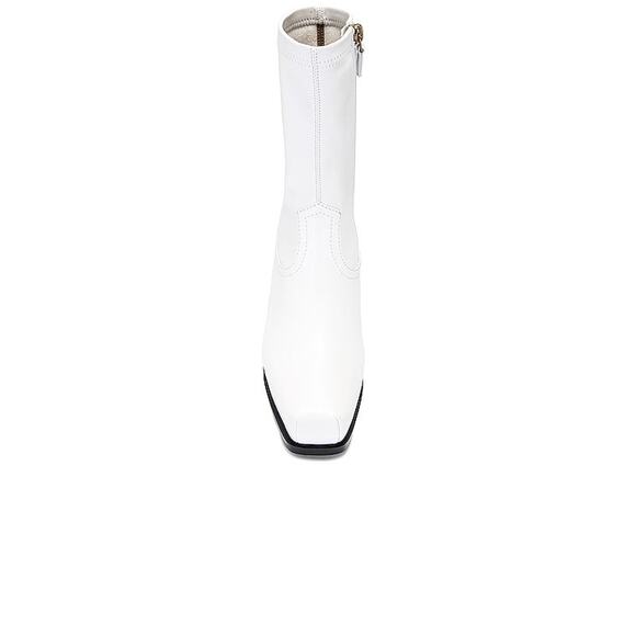 Stella McCartney white western sock stretch ankle BLOCK HEEL BOOTS 38/ US 8 - Picture 16 of 16